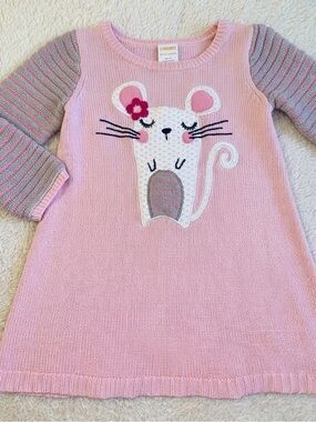 Gymboree Pink Mouse Sweater Dress 18-24M EUC